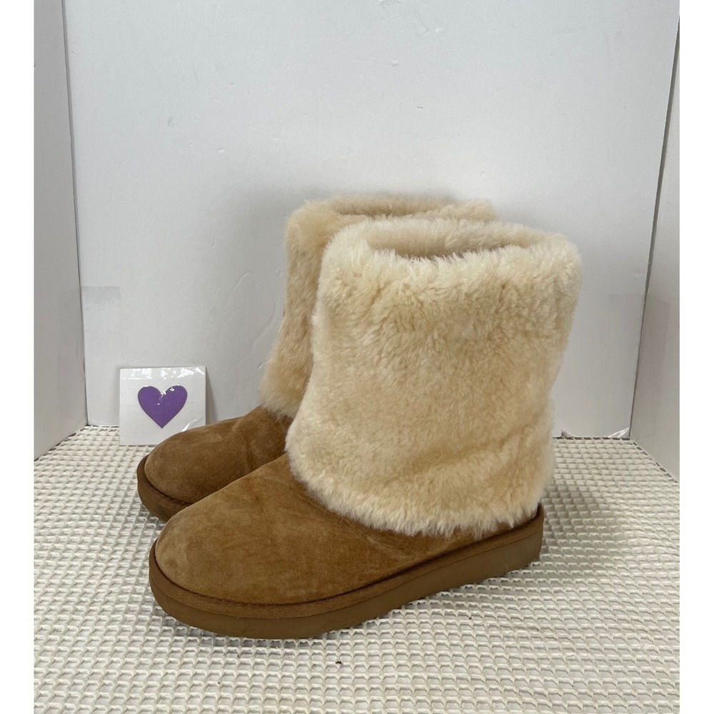 UGG Patten Chestnut Suede Sheepskin Women Boots‎ Women's Size 9 Tan Rare